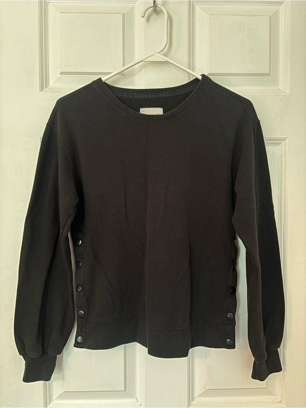 A&F Black Crewneck with Button Details
